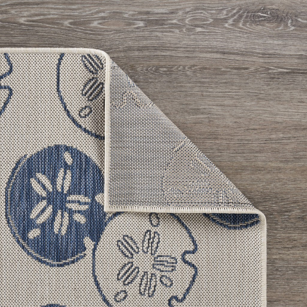 HomeRoots 5' x 7' Navy Sand Dollars Indoor Outdoor Area Rug