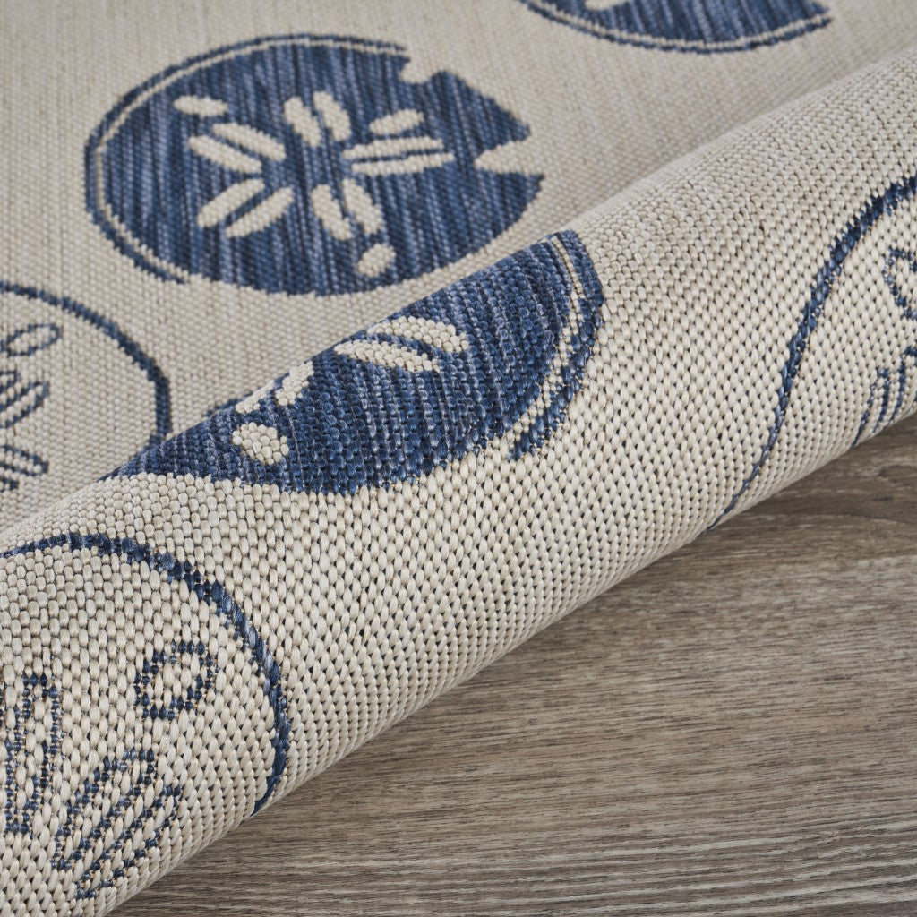HomeRoots 5' x 7' Navy Sand Dollars Indoor Outdoor Area Rug