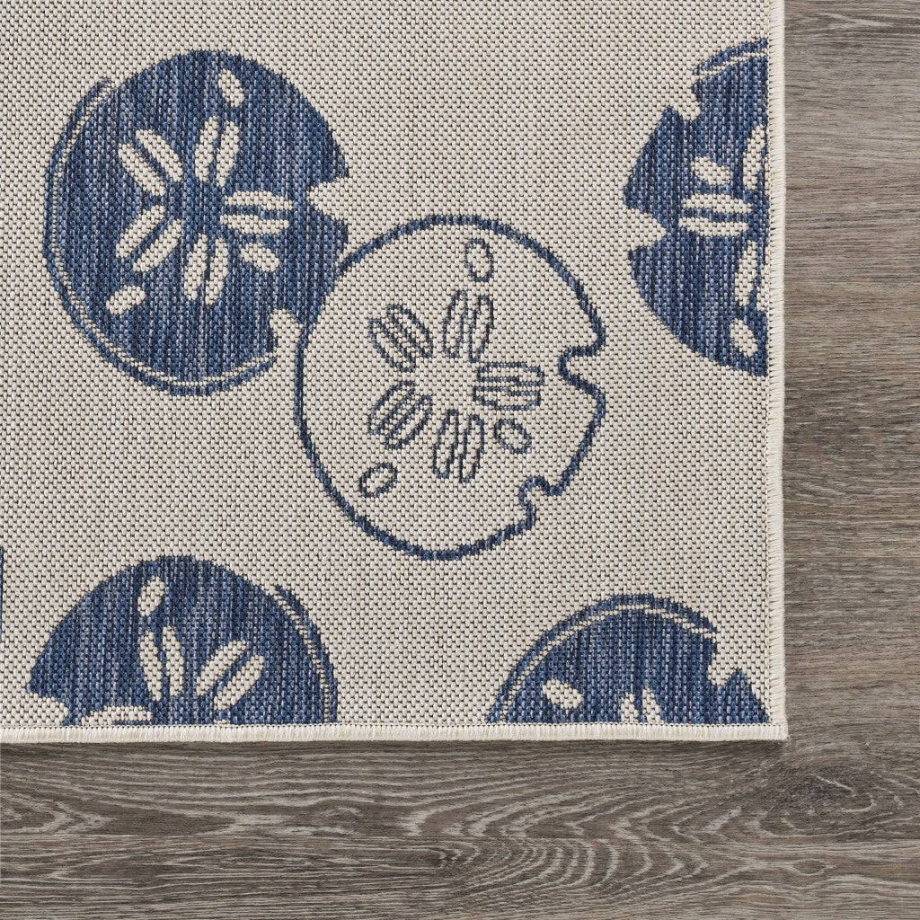 HomeRoots 5' x 7' Navy Sand Dollars Indoor Outdoor Area Rug