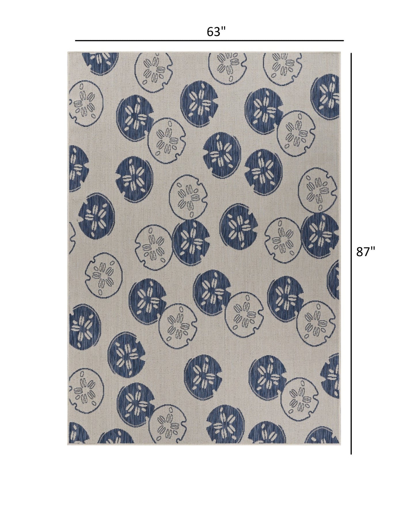 HomeRoots 5' x 7' Navy Sand Dollars Indoor Outdoor Area Rug