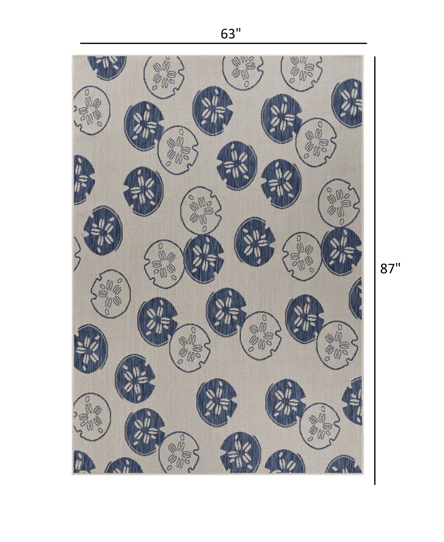 HomeRoots 5' x 7' Navy Sand Dollars Indoor Outdoor Area Rug