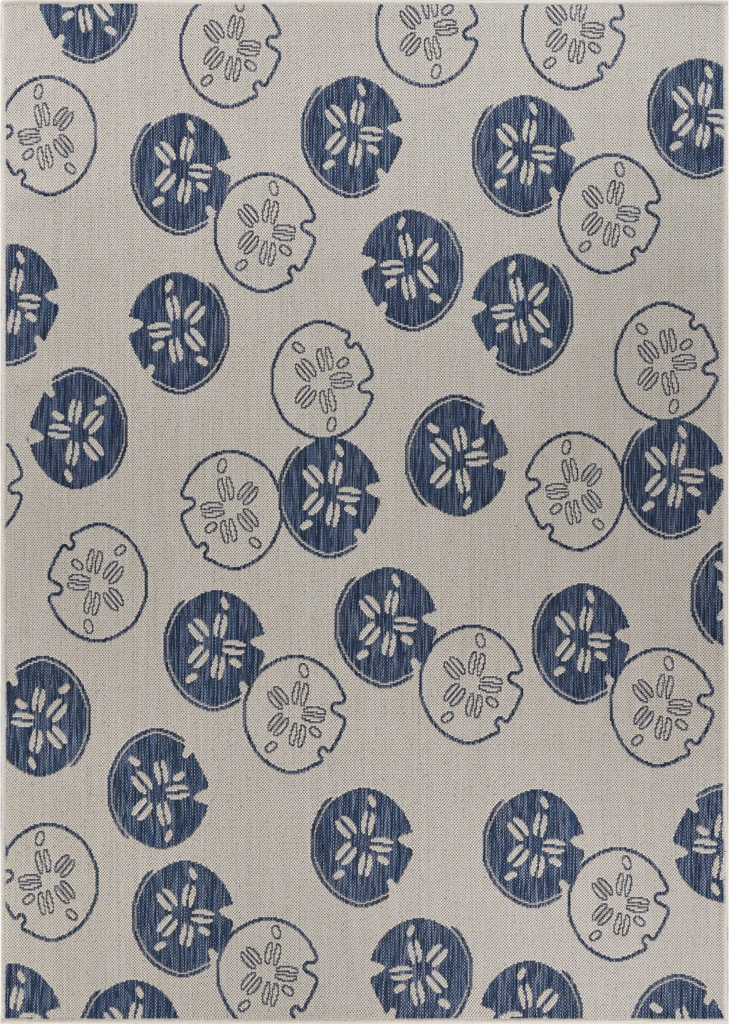 HomeRoots 5' x 7' Navy Sand Dollars Indoor Outdoor Area Rug