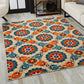 HomeRoots 5’ x 7’ Orange Floral Lattice Indoor Outdoor Area Rug