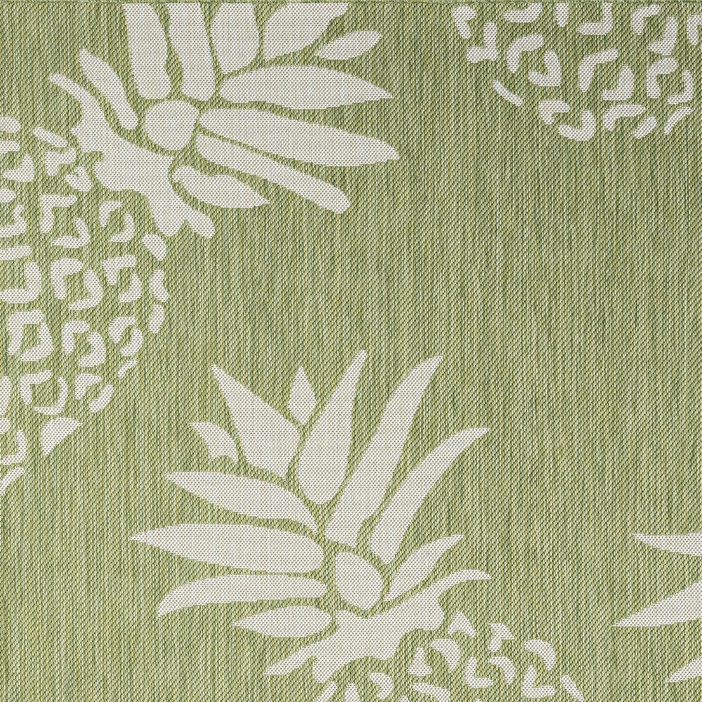 HomeRoots 5’ x 7’ Pineapple Indoor Outdoor Area Rug in Green Finish