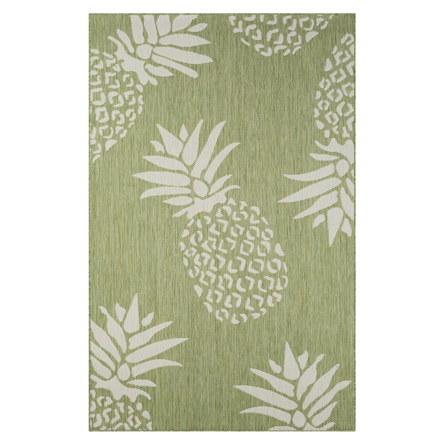 HomeRoots 5’ x 7’ Pineapple Indoor Outdoor Area Rug in Green Finish