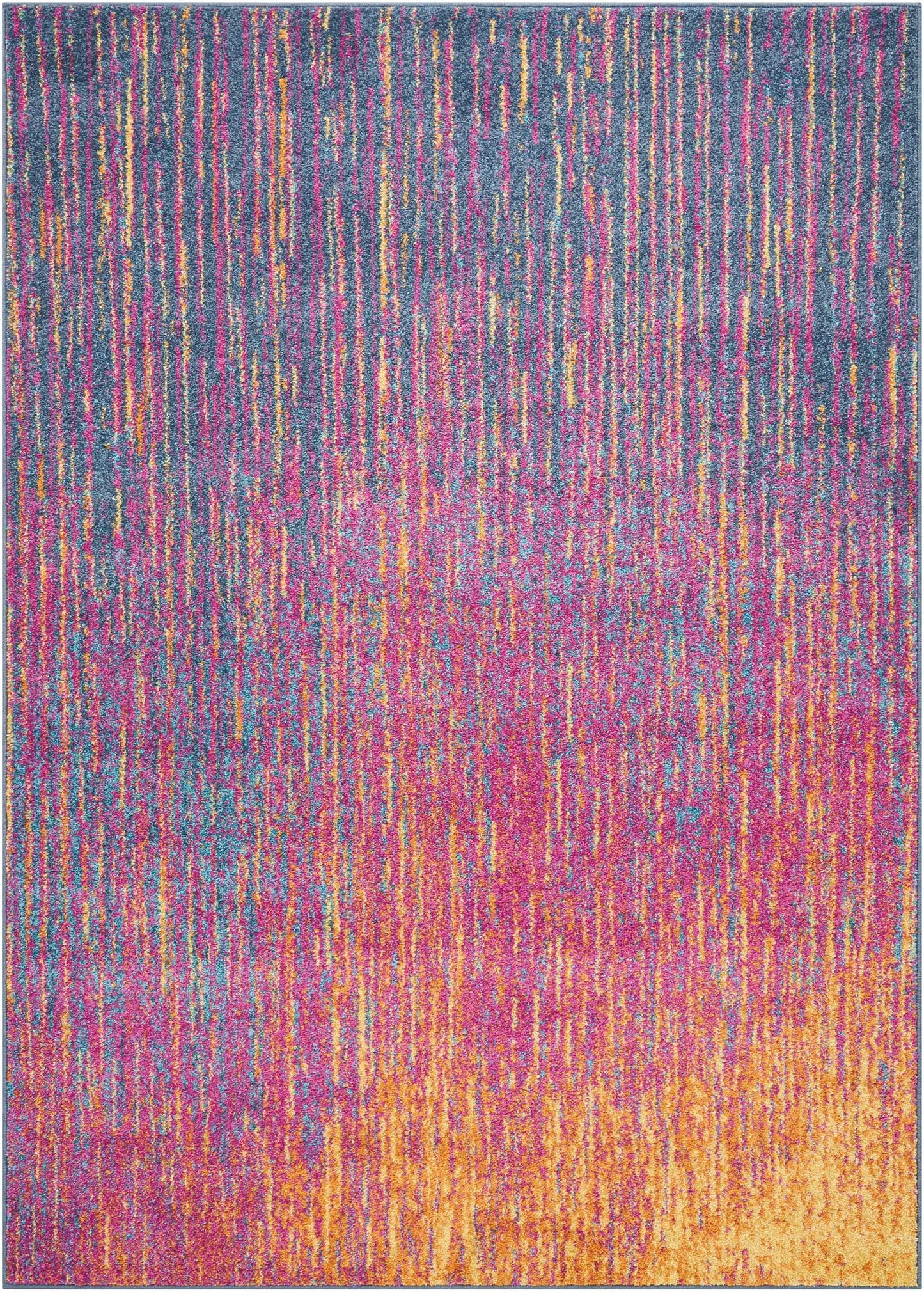 HomeRoots 5’ x 7’ Rainbow Abstract Striations Area Rug