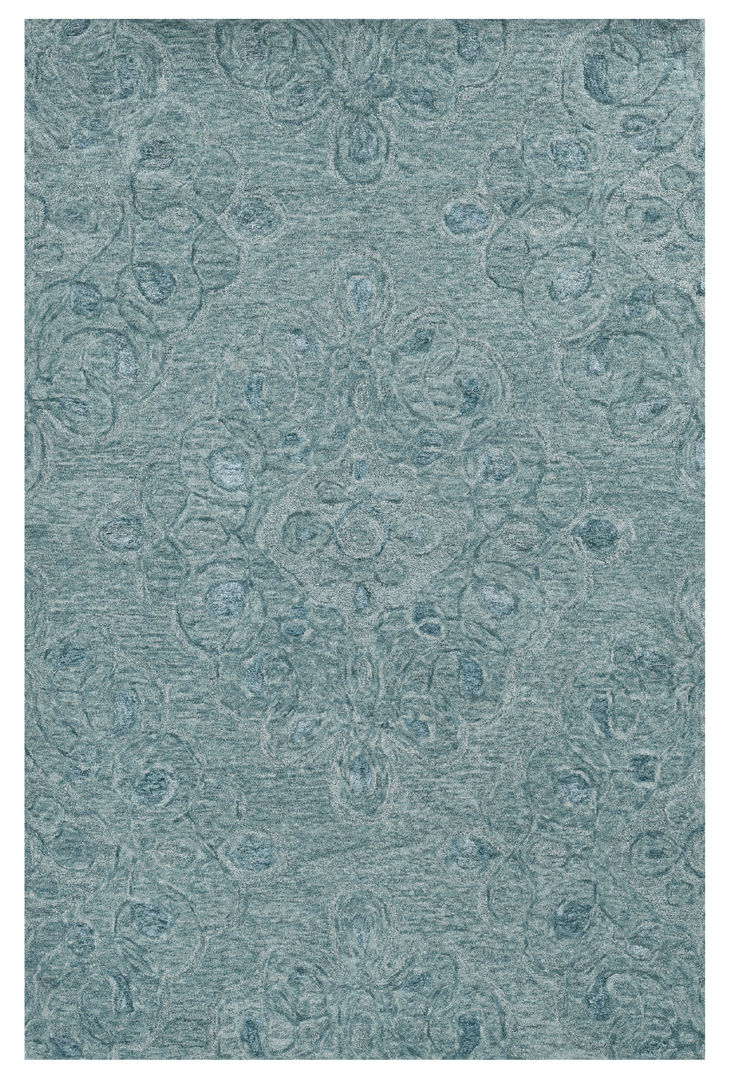 HomeRoots 5' x 7' Seafoam Blue Hand Tufted Floral Indoor Area Rug
