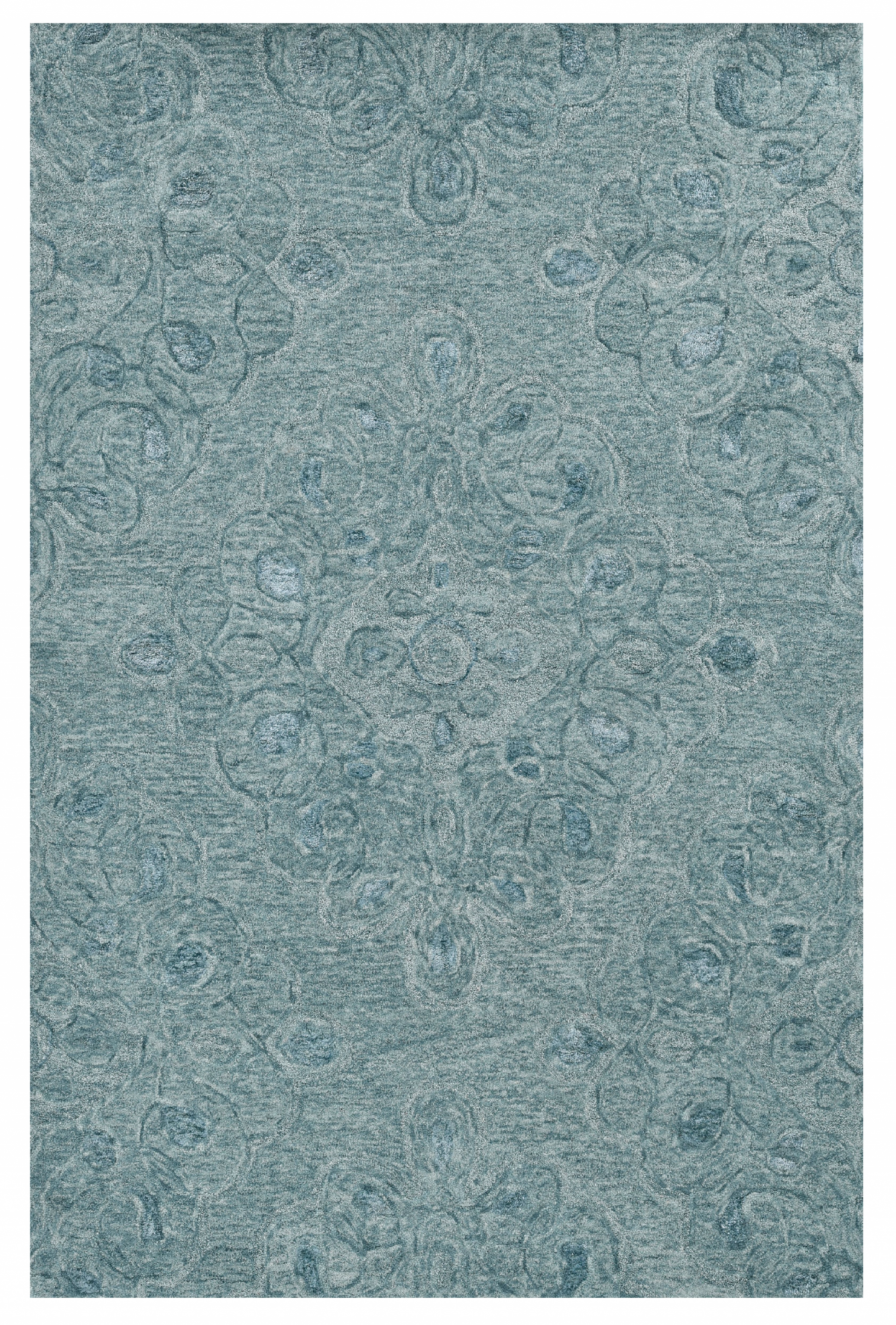 HomeRoots 5' x 7' Seafoam Blue Hand Tufted Floral Indoor Area Rug