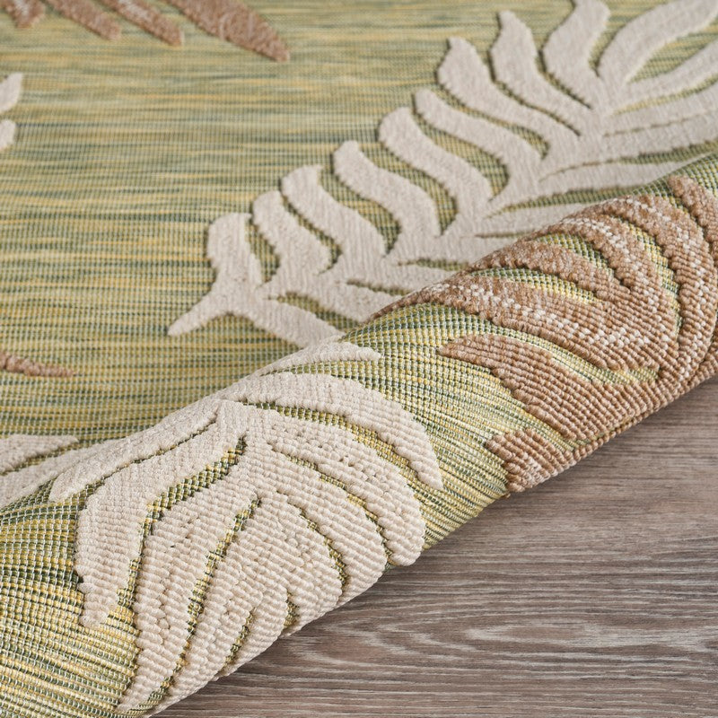 HomeRoots 5' x 7' Tan Tropical Sprigs Indoor Outdoor Area Rug