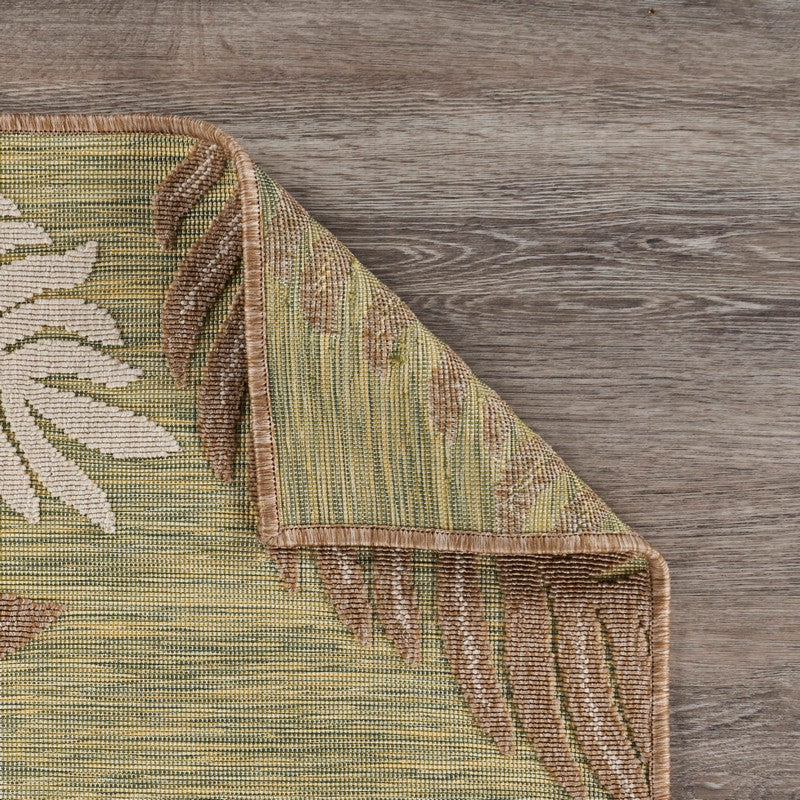 HomeRoots 5' x 7' Tan Tropical Sprigs Indoor Outdoor Area Rug