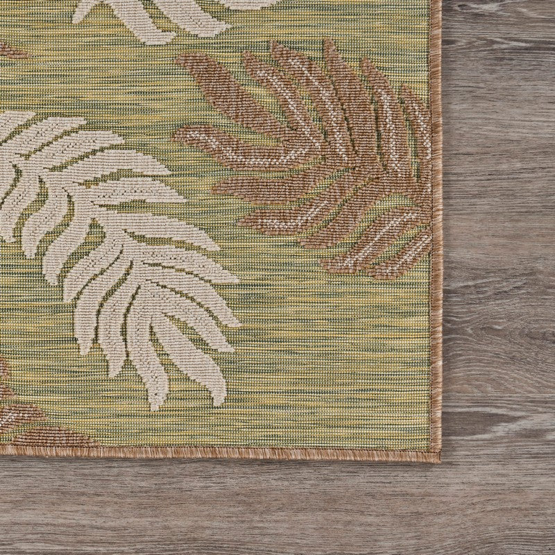 HomeRoots 5' x 7' Tan Tropical Sprigs Indoor Outdoor Area Rug