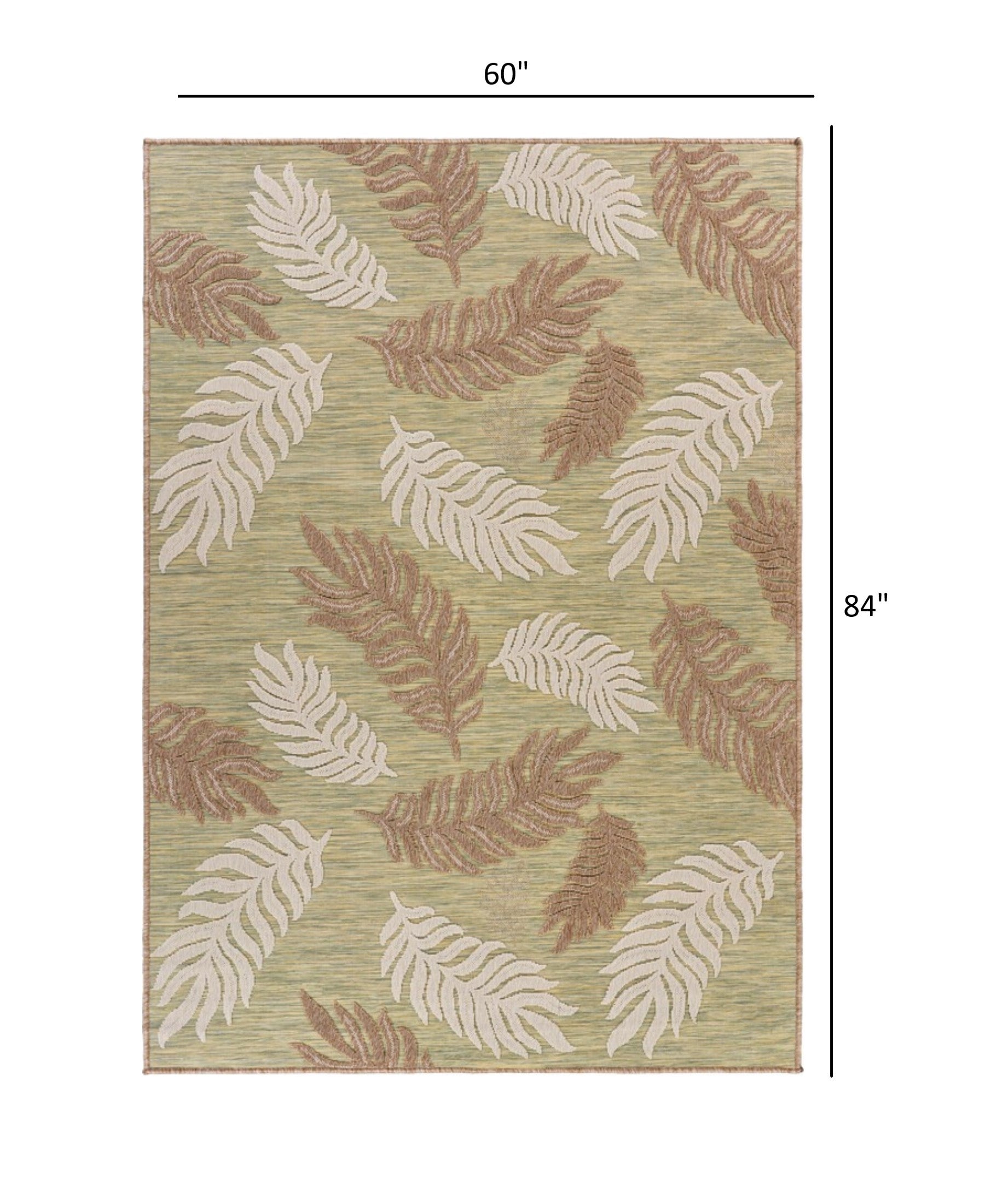 HomeRoots 5' x 7' Tan Tropical Sprigs Indoor Outdoor Area Rug