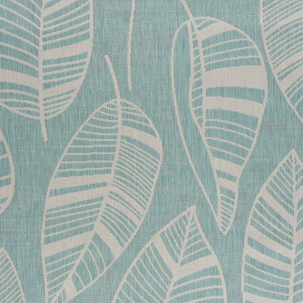 HomeRoots 5' x 7' Teal Leaves Indoor Outdoor Area Rug