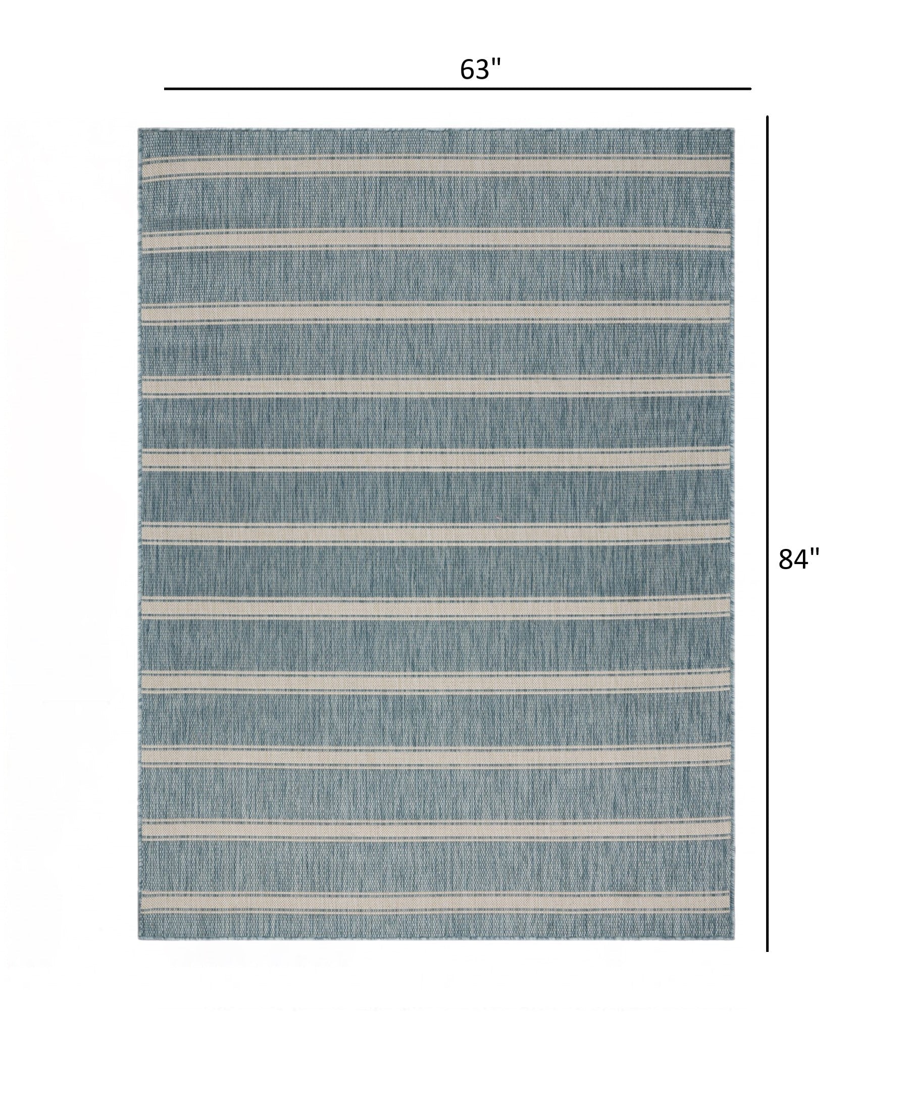 HomeRoots 5' x 7' Teal Striped Indoor Outdoor Area Rug