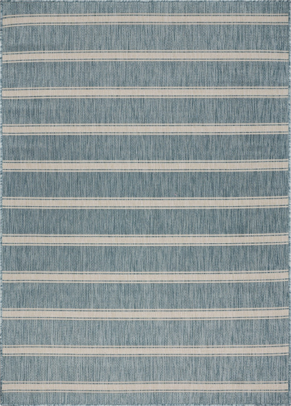 HomeRoots 5' x 7' Teal Striped Indoor Outdoor Area Rug
