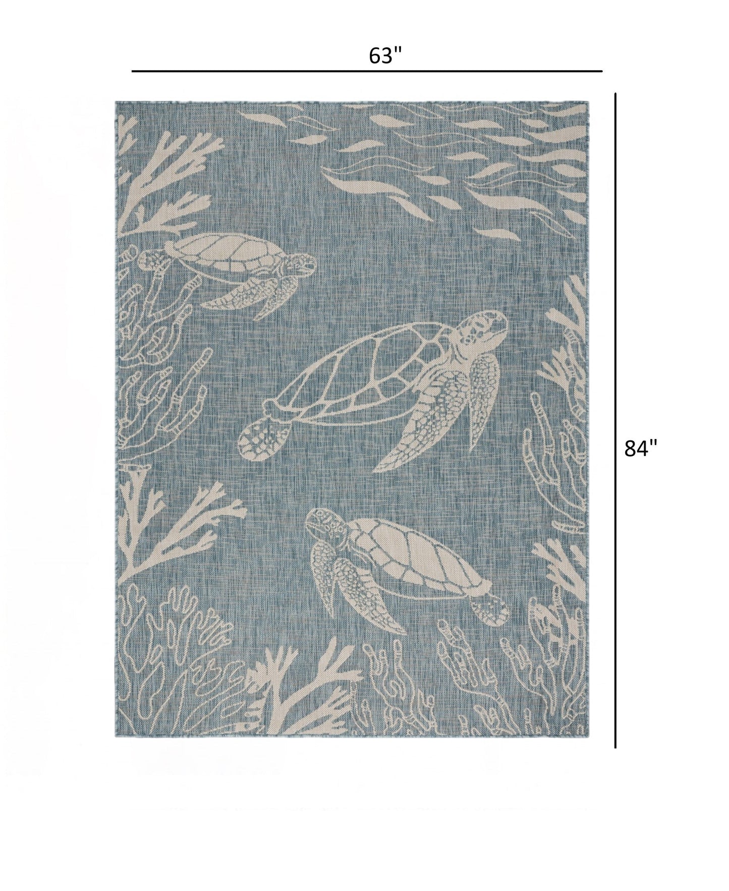 HomeRoots 5' x 7' Teal Turtle Indoor Outdoor Area Rug