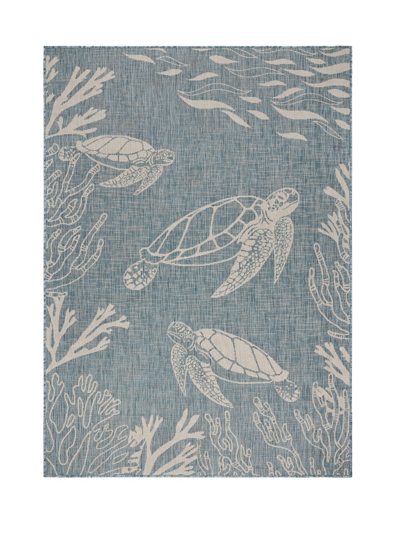 HomeRoots 5' x 7' Teal Turtle Indoor Outdoor Area Rug