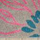 HomeRoots 5’ x 7’ Tropical Flower Area Rug in Gray and Pink Finish