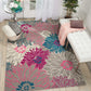 HomeRoots 5’ x 7’ Tropical Flower Area Rug in Gray and Pink Finish