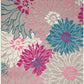 HomeRoots 5’ x 7’ Tropical Flower Area Rug in Gray and Pink Finish