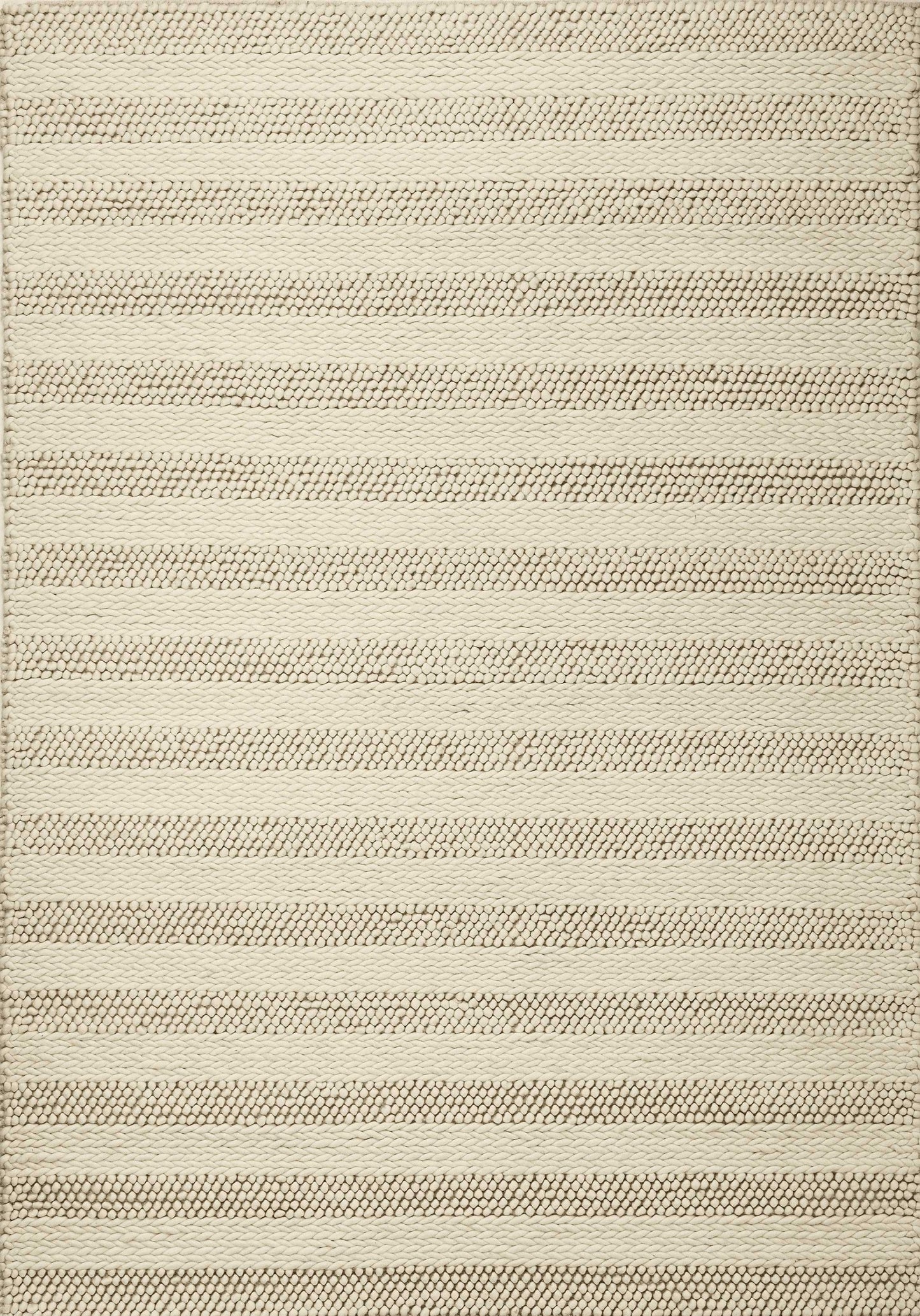 HomeRoots 5 x 7' White Ivory Hand Woven Knobby Cornish Stripe Indoor Area Rug