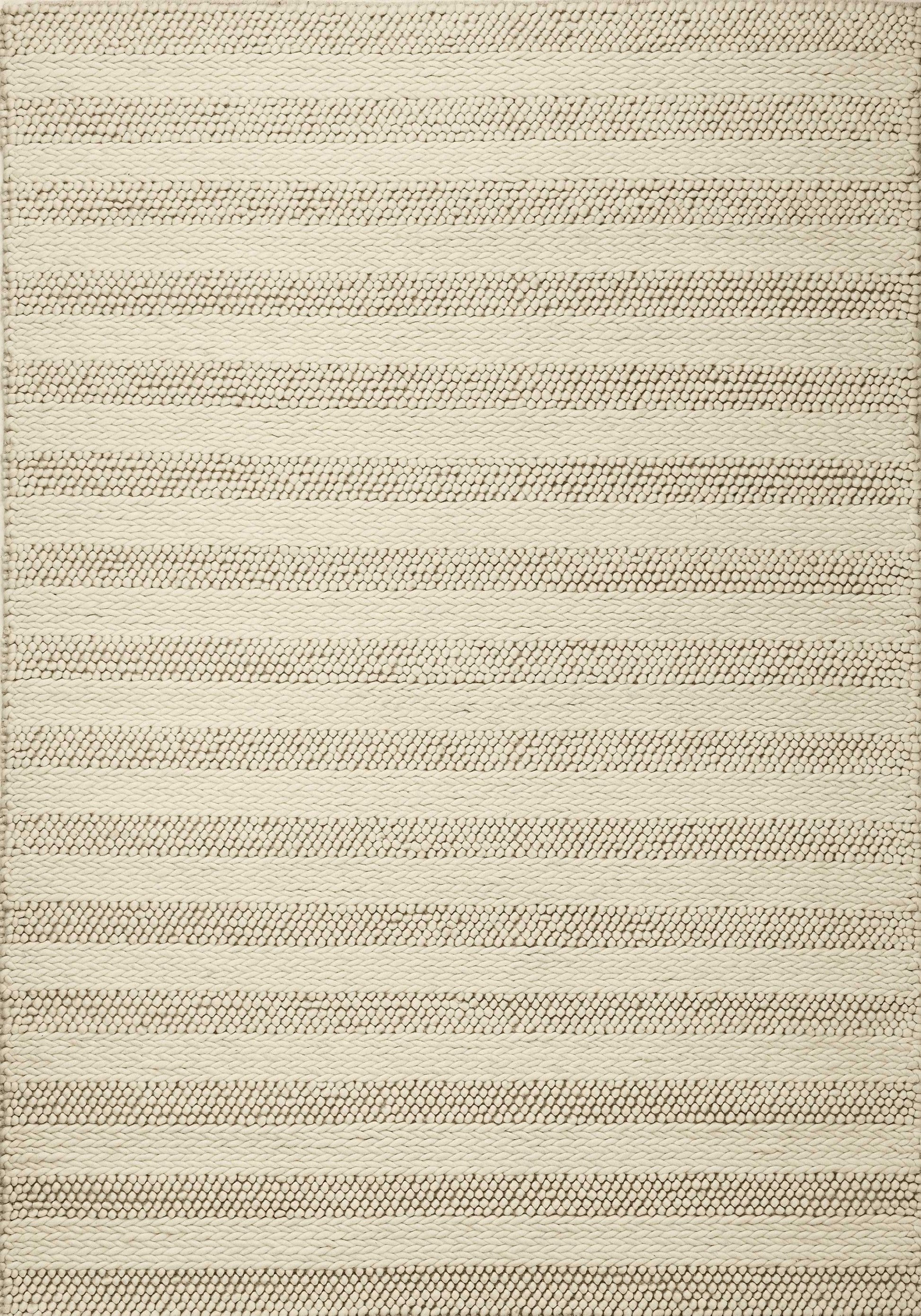 HomeRoots 5 x 7' White Ivory Hand Woven Knobby Cornish Stripe Indoor Area Rug