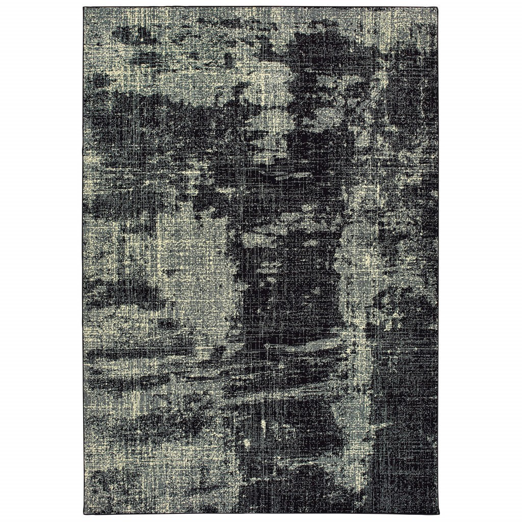 HomeRoots 5' x 8' Black Ivory Machine Woven Abstract Indoor Area Rug