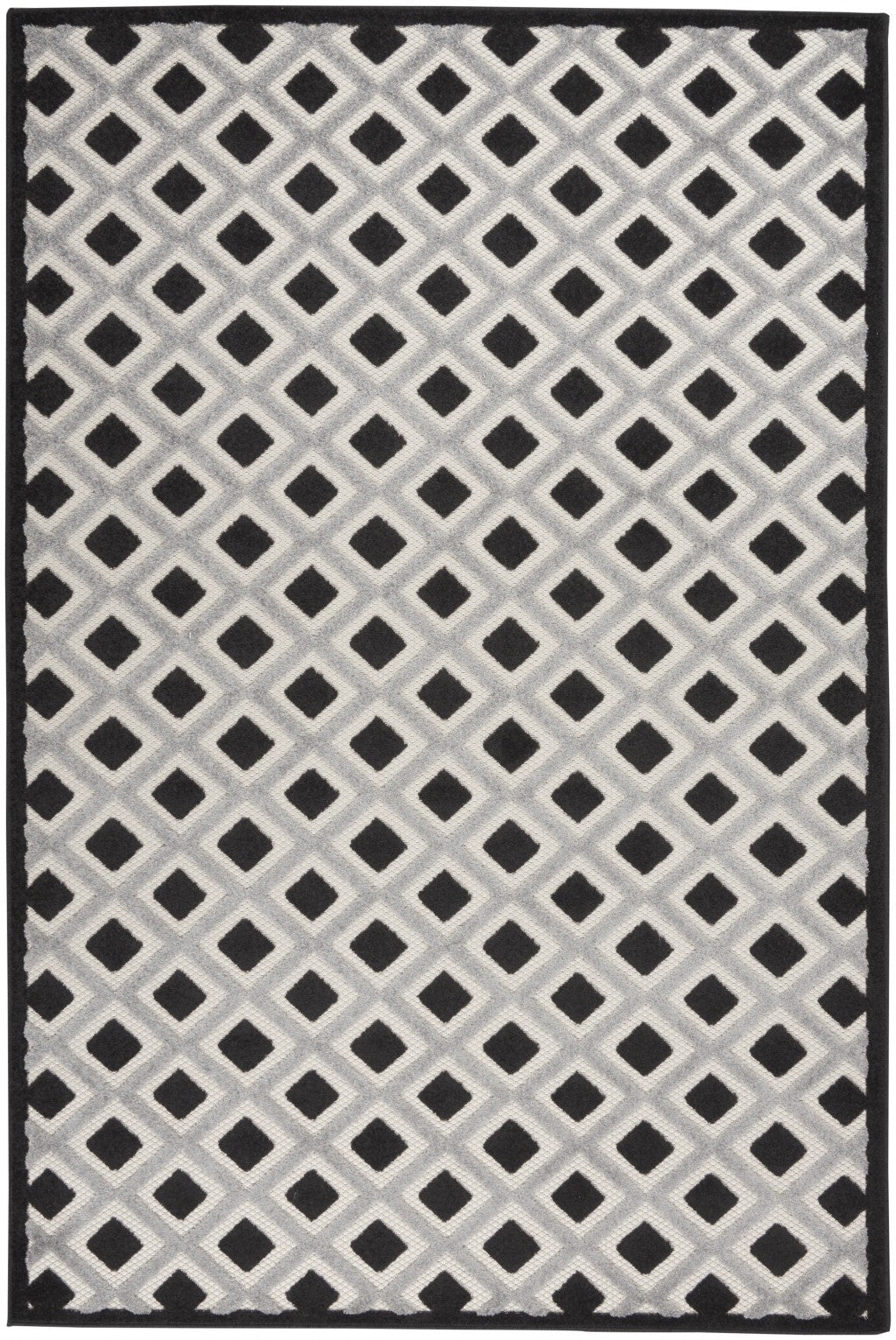 HomeRoots 5’ x 8’ Black White Gray Indoor Outdoor Area Rug