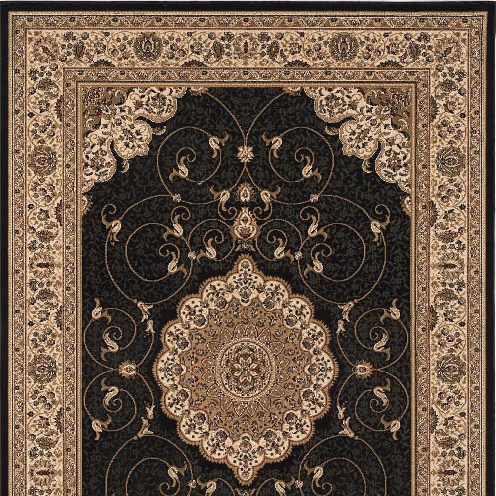 HomeRoots 5' x 8' Black and Beige Embellished Area Rug