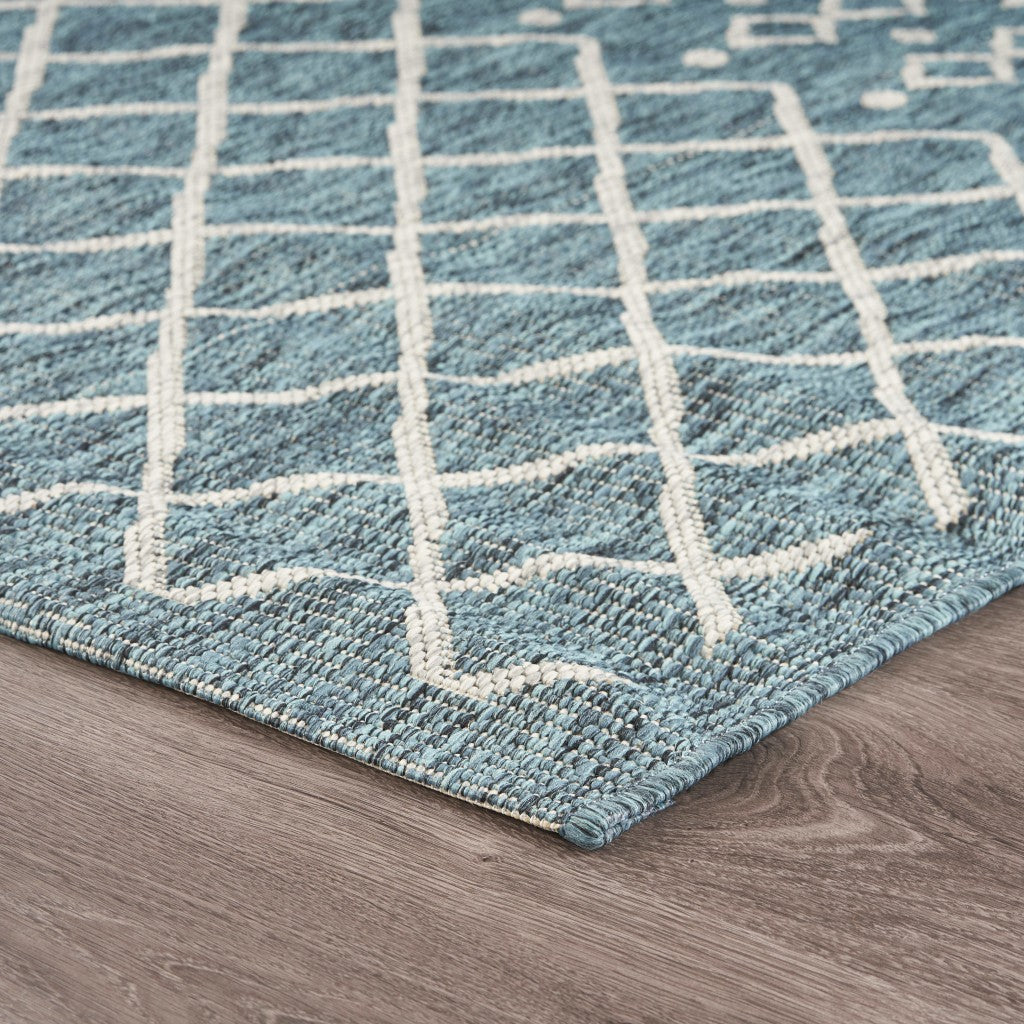 HomeRoots 5’ x 8’ Blue Array Indoor Outdoor Area Rug