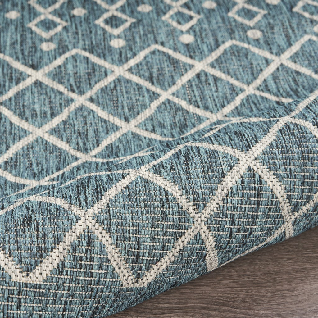 HomeRoots 5’ x 8’ Blue Array Indoor Outdoor Area Rug