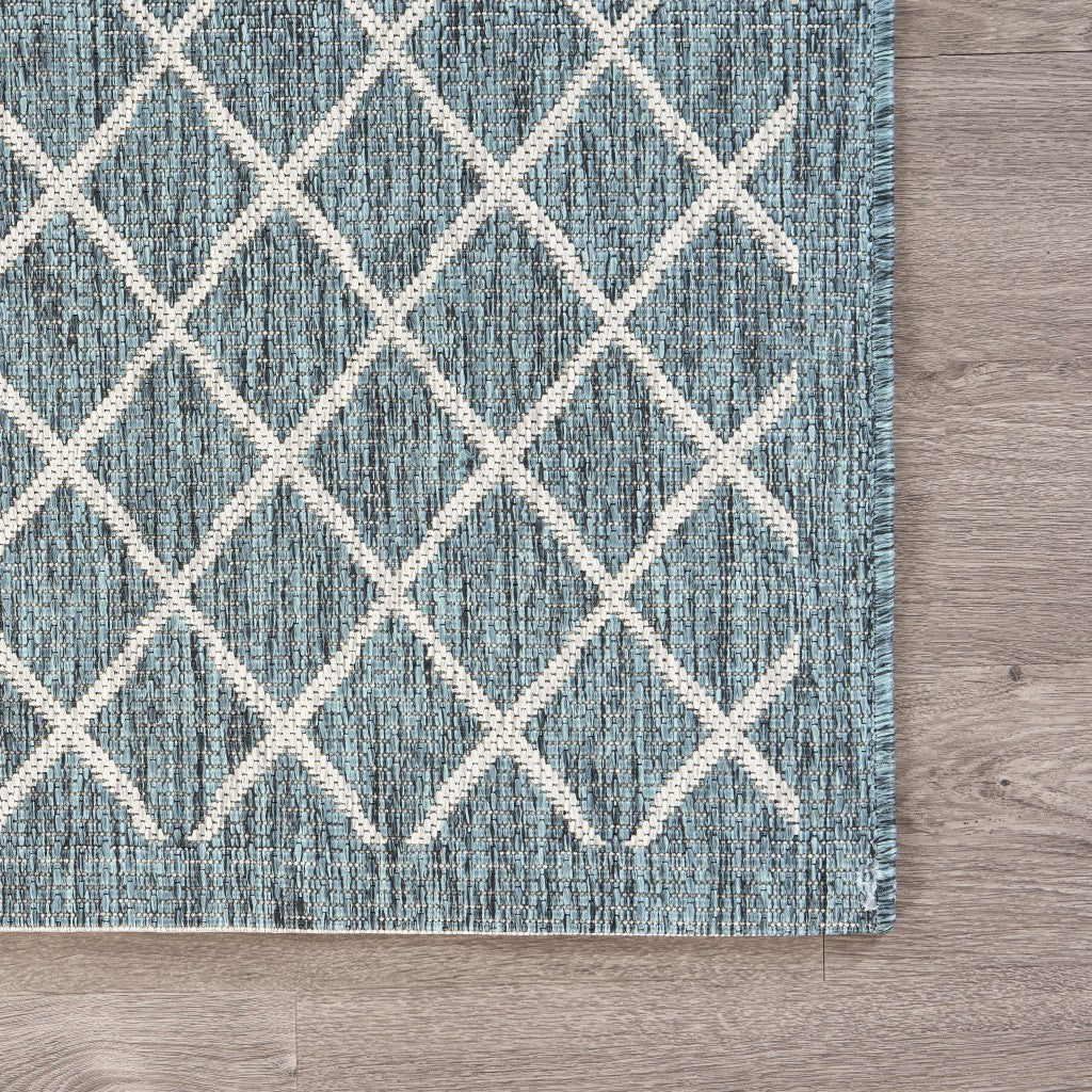 HomeRoots 5’ x 8’ Blue Array Indoor Outdoor Area Rug