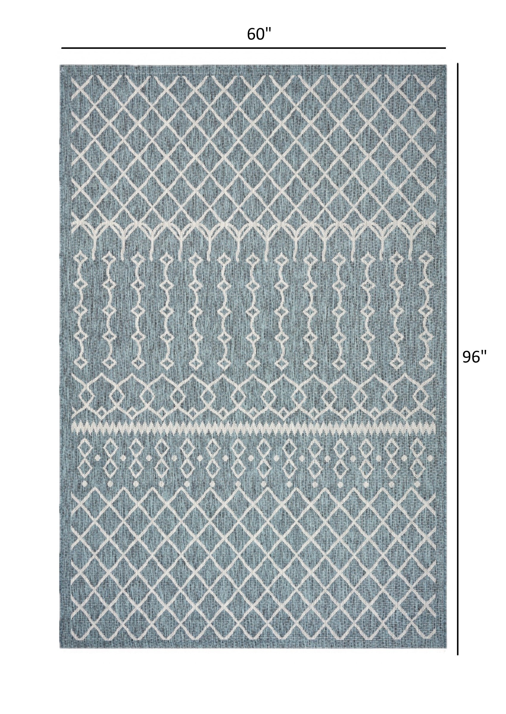 HomeRoots 5’ x 8’ Blue Array Indoor Outdoor Area Rug