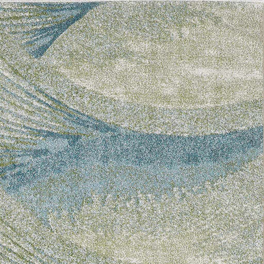 HomeRoots 5' x 8' Blue Beige Abstract Waves Modern Area Rug
