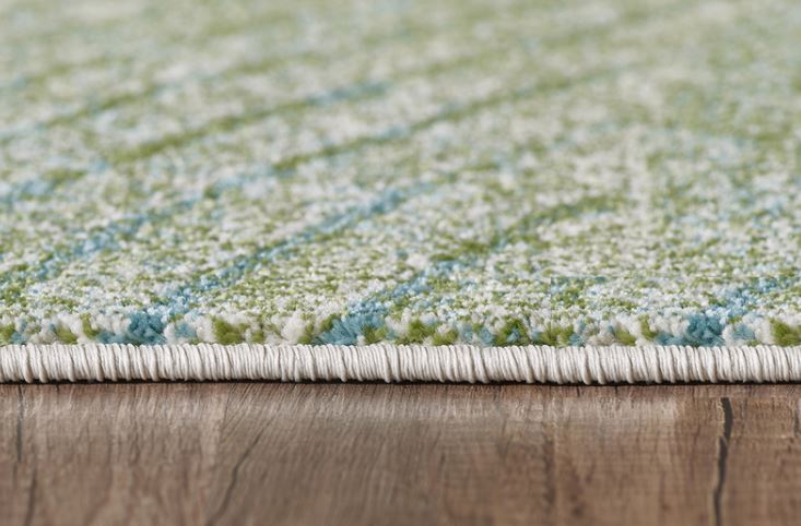 HomeRoots 5' x 8' Blue Beige Abstract Waves Modern Area Rug