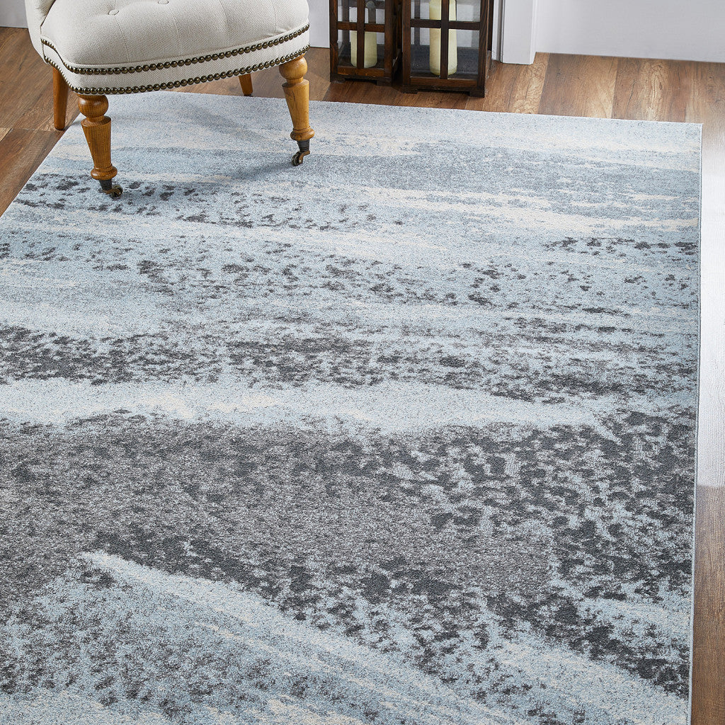 HomeRoots 5' x 8' Blue Gray Abstract Mist Modern Area Rug