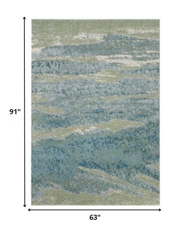 HomeRoots 5' x 8' Blue Sage Impressionistic Ocean Area Rug