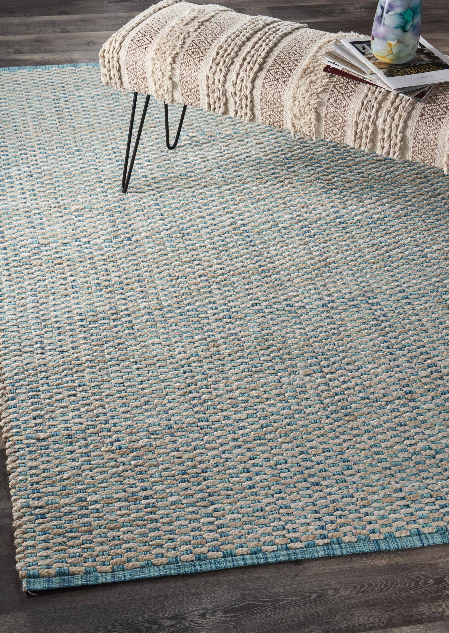 HomeRoots 5' x 8' Blue and Beige Toned Area Rug