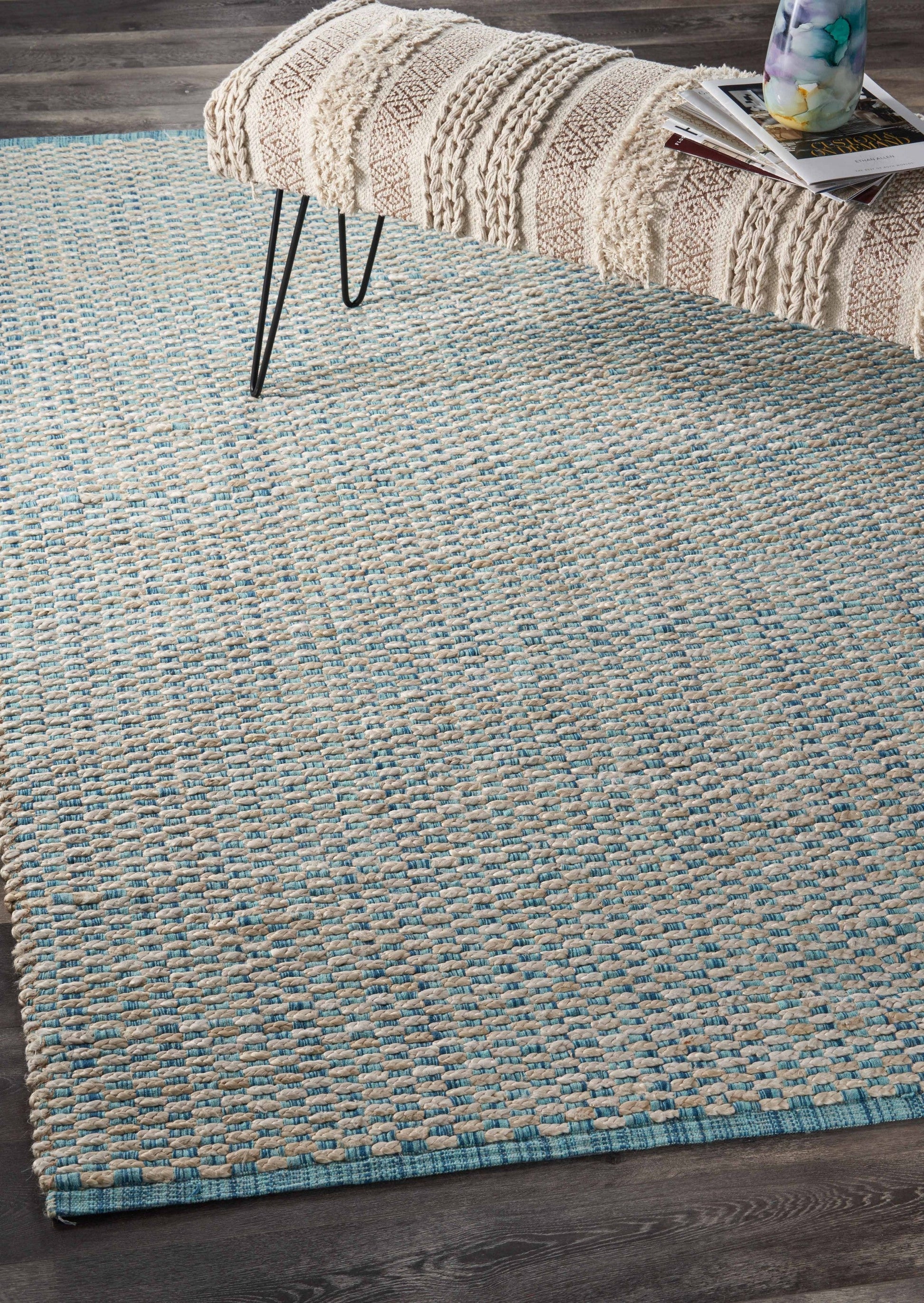 HomeRoots 5' x 8' Blue and Beige Toned Area Rug