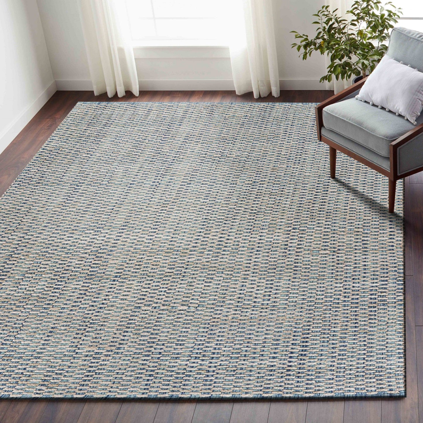 HomeRoots 5' x 8' Blue and Beige Toned Area Rug