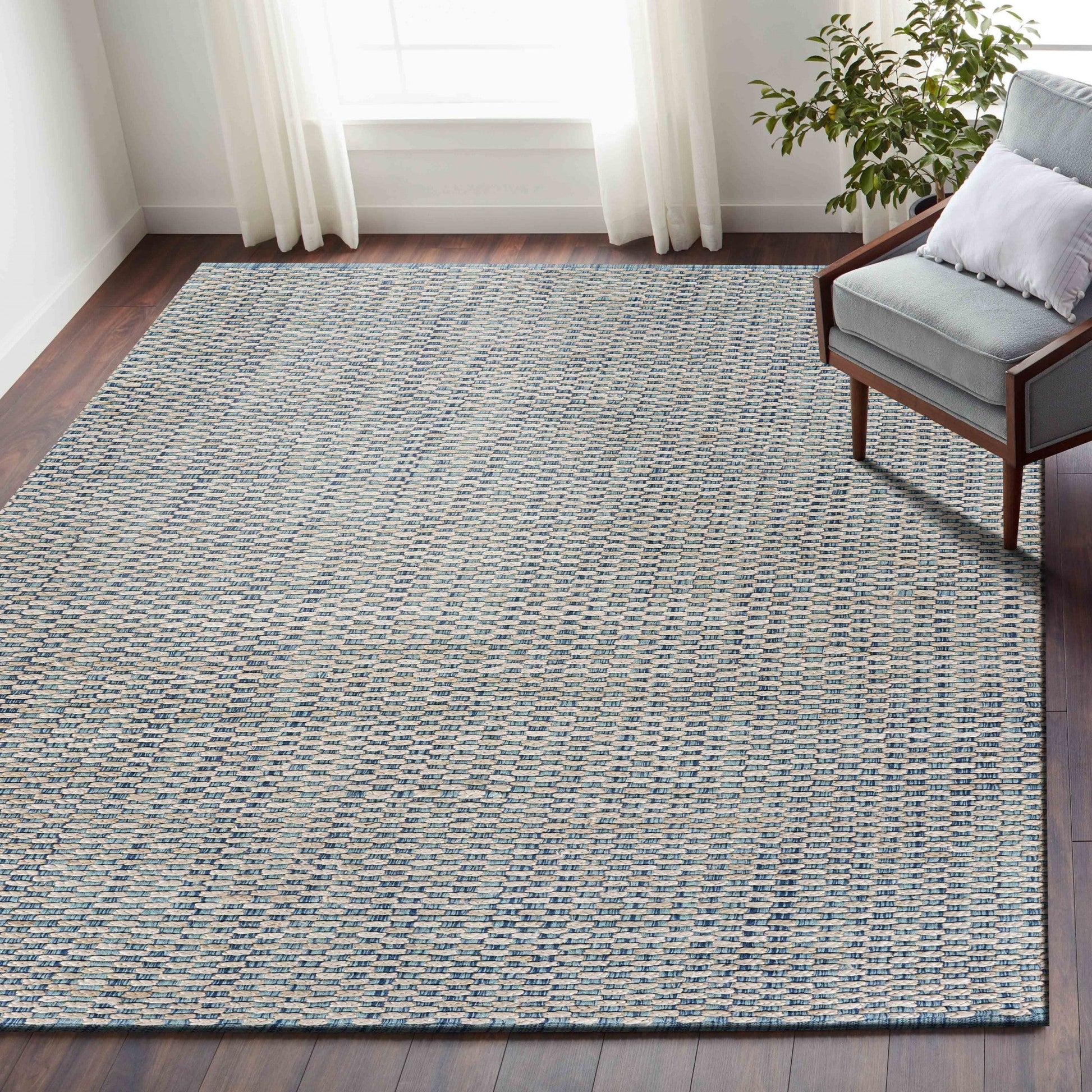 HomeRoots 5' x 8' Blue and Beige Toned Area Rug