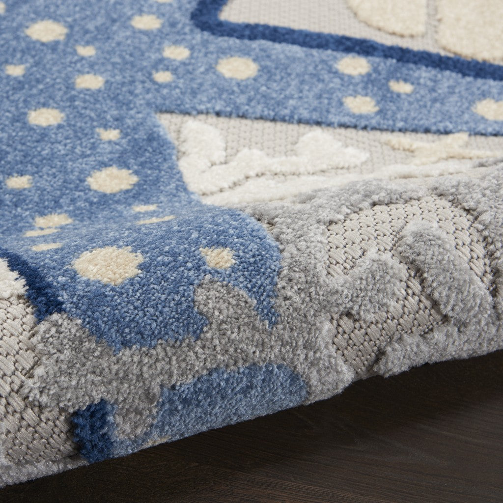 HomeRoots 5’ x 8' Blue and Gray Indoor Outdoor Area Rug