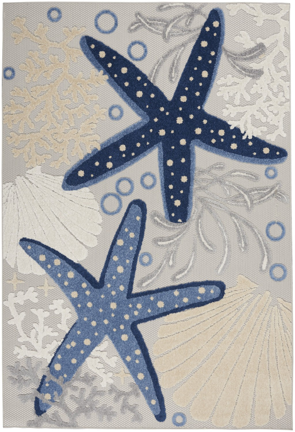 HomeRoots 5’ x 8' Blue and Gray Indoor Outdoor Area Rug
