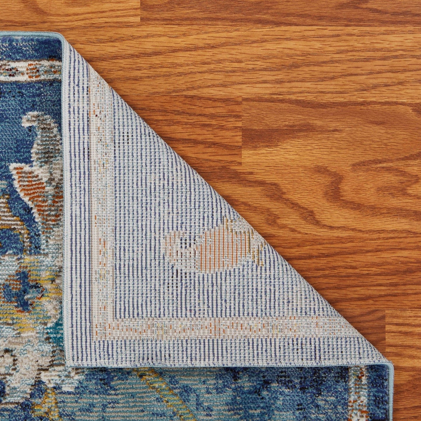 HomeRoots 5' x 8' Blue and White Jacobean Pattern Area Rug