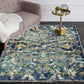 HomeRoots 5' x 8' Blue and White Jacobean Pattern Area Rug