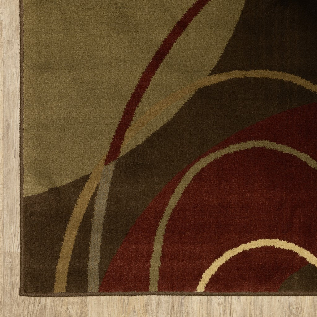 HomeRoots 5' x 8' Brown and Red Abstract Area Rug