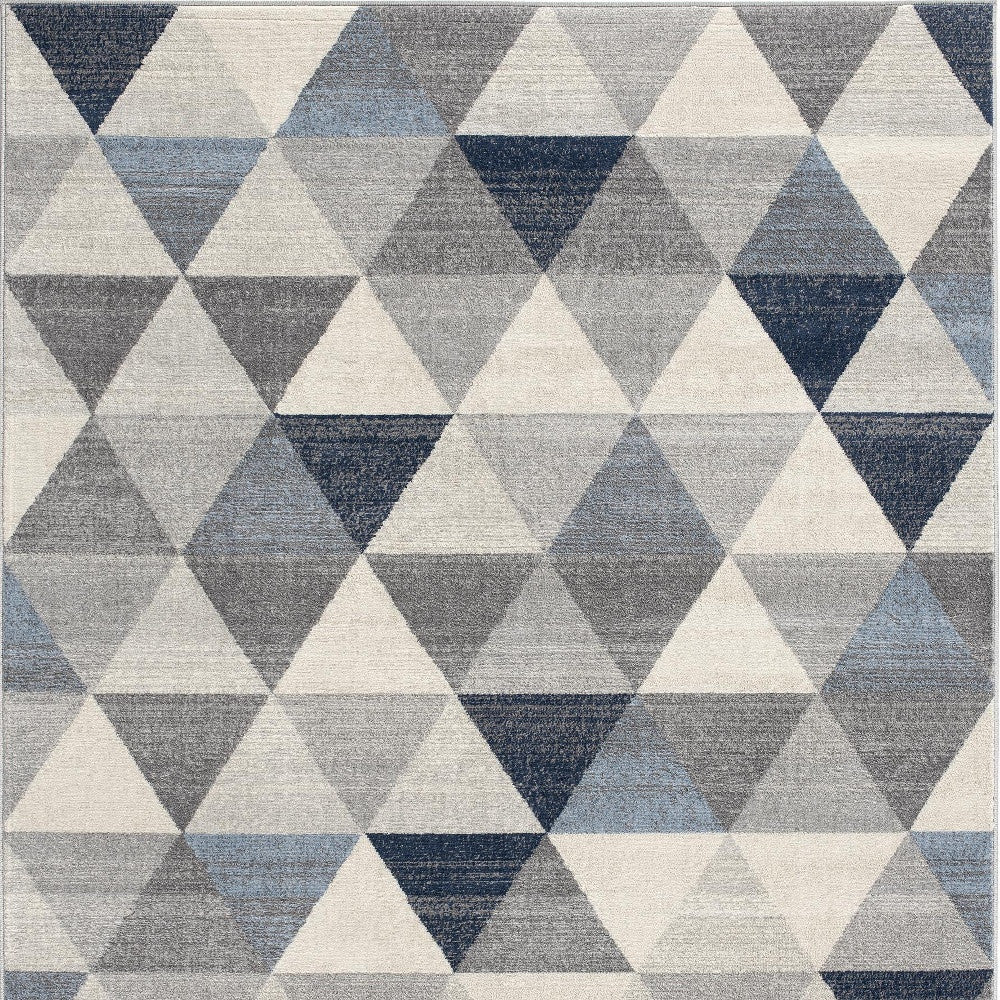 HomeRoots 5’ x 8’ Geometric Diamond Area Rug in Navy Blue Finish