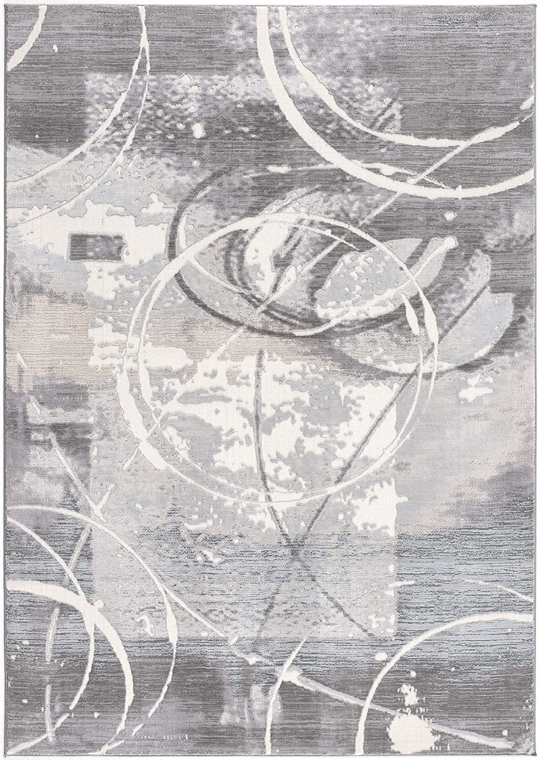 HomeRoots 5' x 8' Gray Abstract Splatter Area Rug