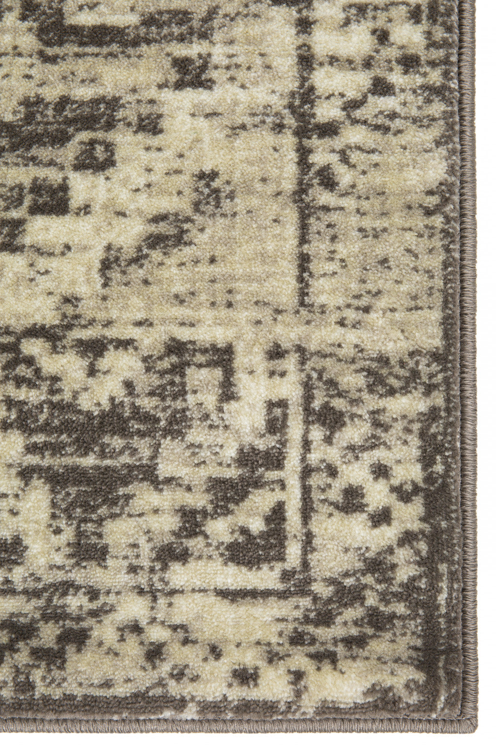 HomeRoots 5' x 8' Gray Beige Distressed Diamond Area Rug