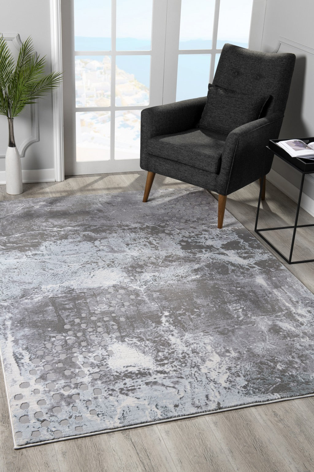 HomeRoots 5' x 8' Gray Distressed Abstract Area Rug